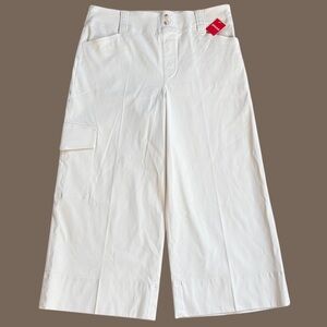 NWT SPANX Stretch Twill Cropped Pull-On Pants Eggshell Retail $138.00